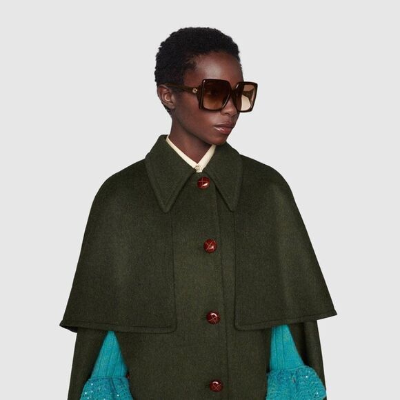 NEW Gucci Logo GG0876S 002 Havana Brown Gradient Rectangle Women Sunglasses - Picture 9 of 13